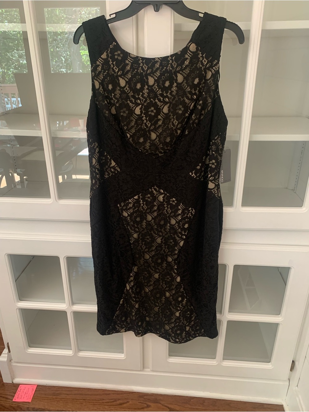 Donna Ricco Black Lace Mini Dress with Nude Lining
